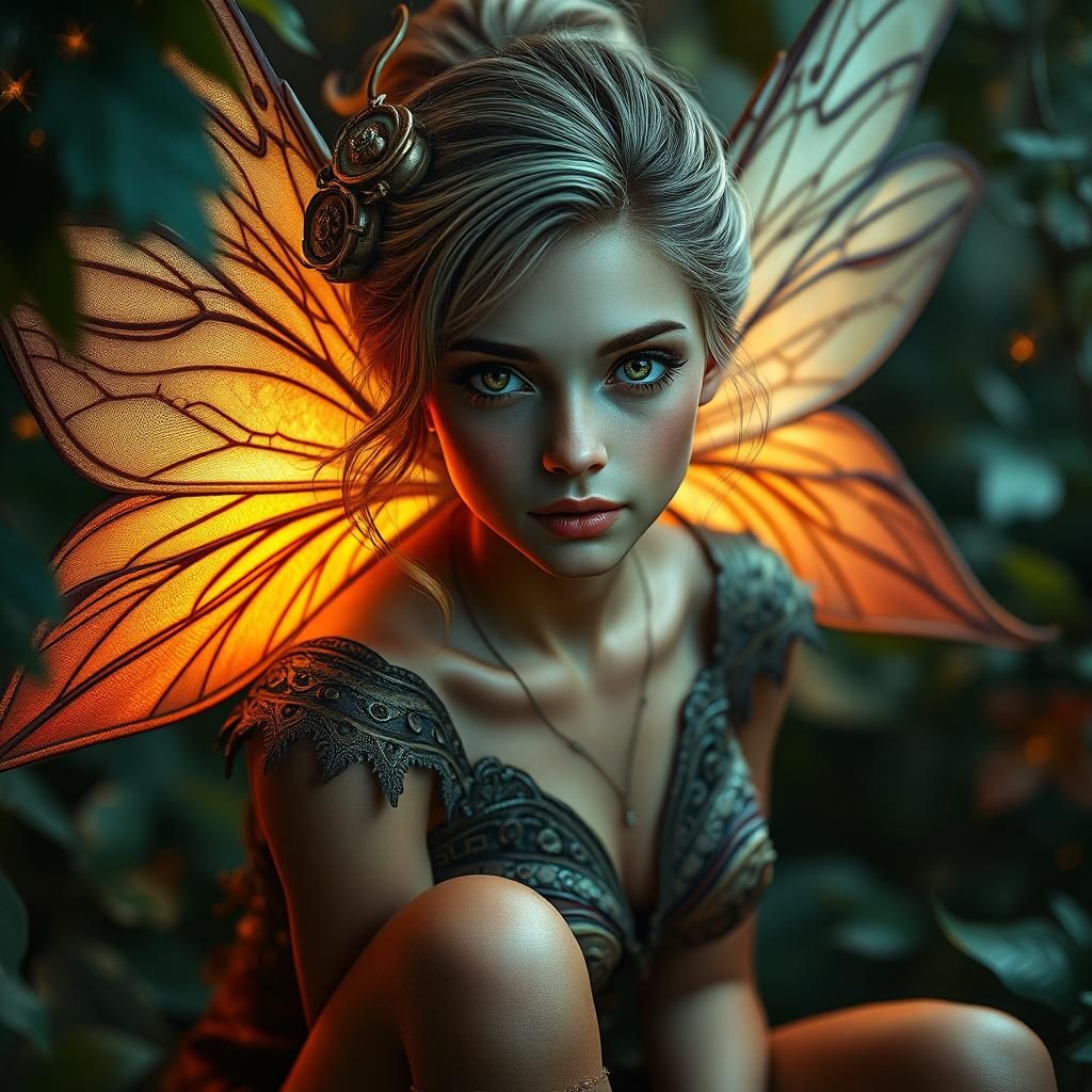 Hyperrealistic Woodland Fairy Portrait in Digital Art Style