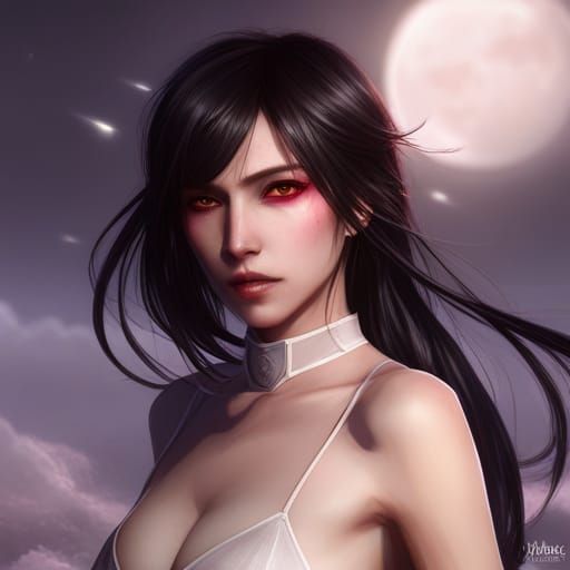 Rukia Lightning Portrait with Moon and Butterfly