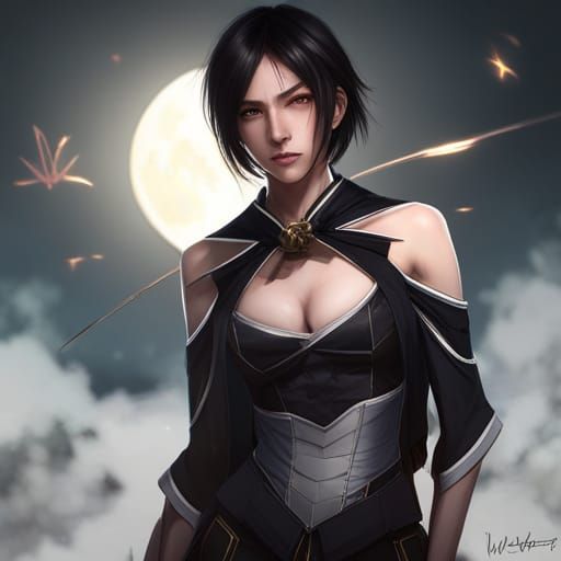 Rukia Lightning Portrait with Moon and Butterfly