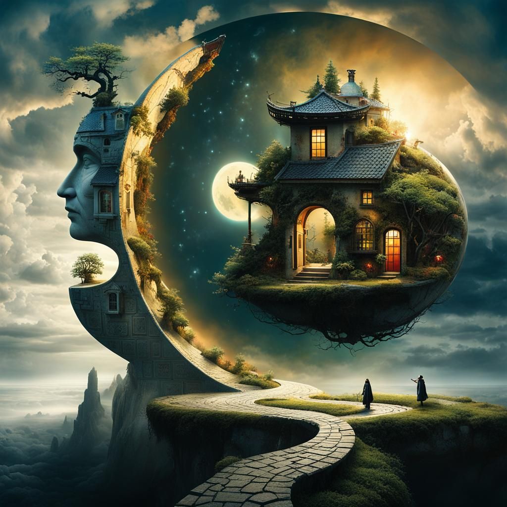 Surreal Stargate Scene with Winding Path