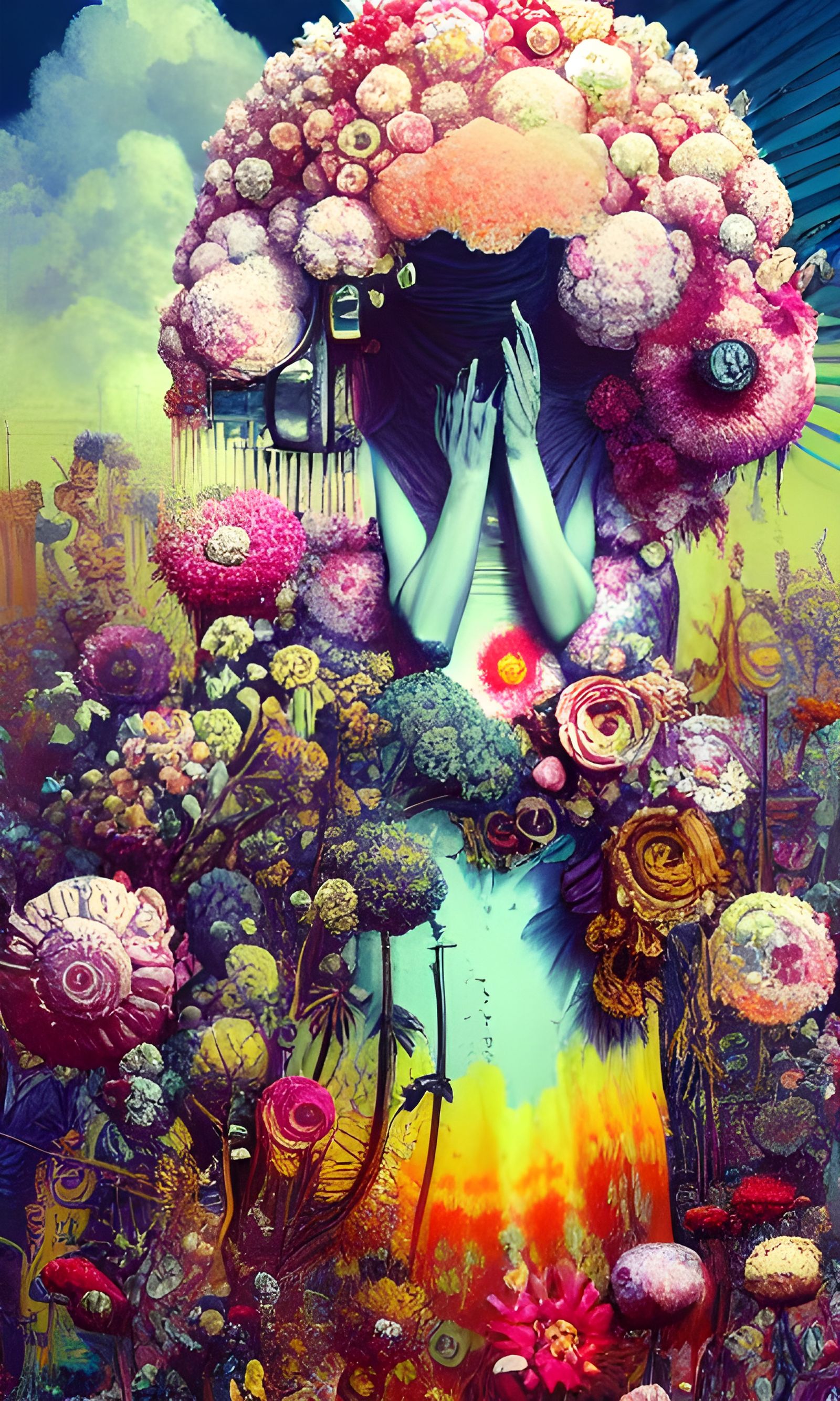 Surreal Flower Nuclear Explosion: A Maximalist Masterpiece