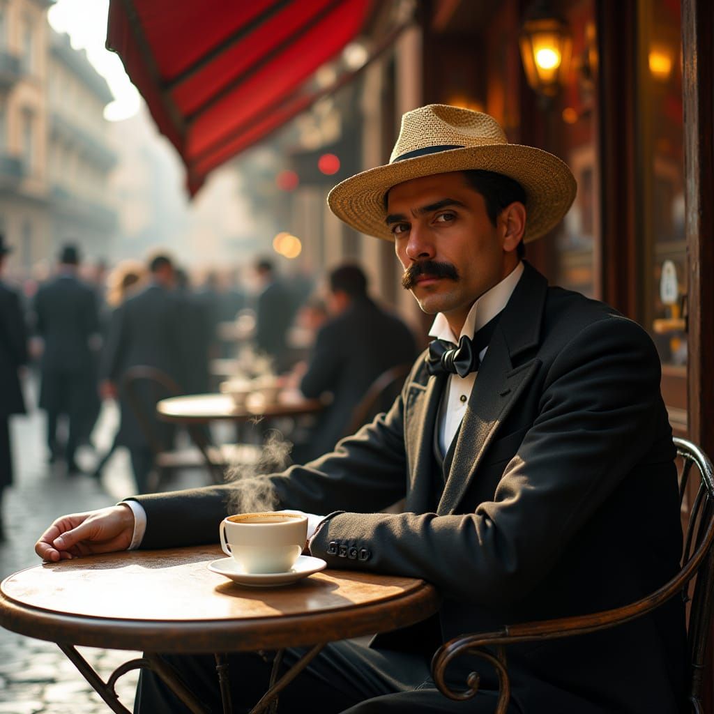 Elegant Gentleman at Neapolitan Bar, Early 1900s