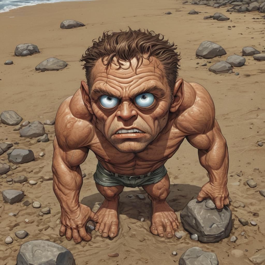 Polyphemus the Cyclops on a Beach, Comic Book Art