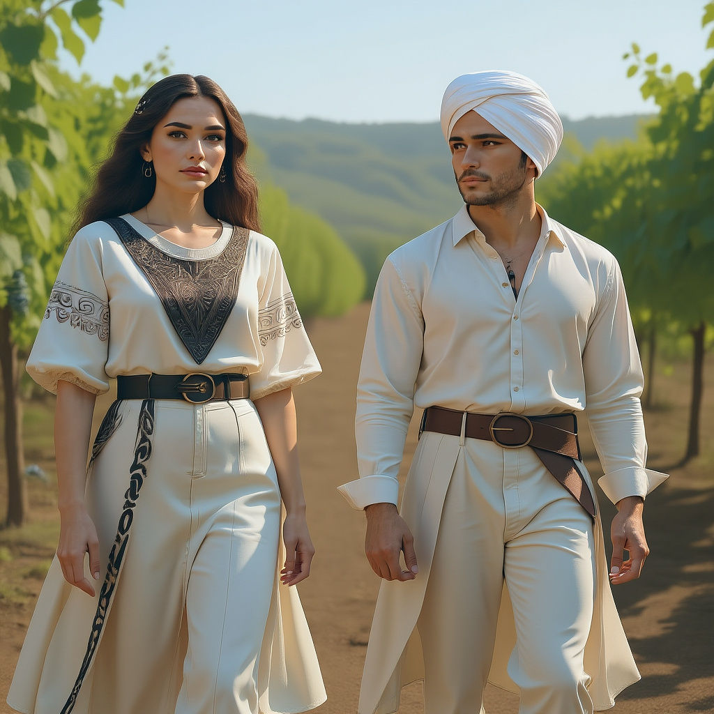 Modern Couple Holding Hands in Detailed Matte Painting