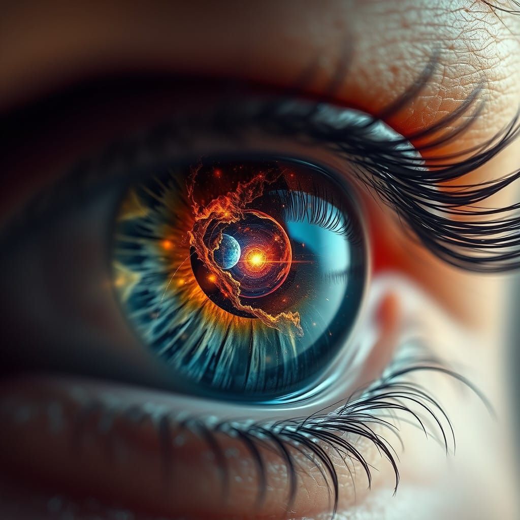 Enchanted Cosmic Realm Within a Human Eye