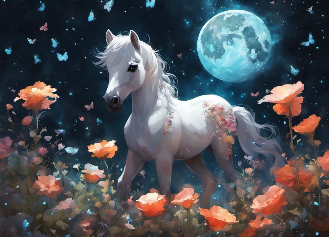 Constellation Colt with Bioluminescent Flowers