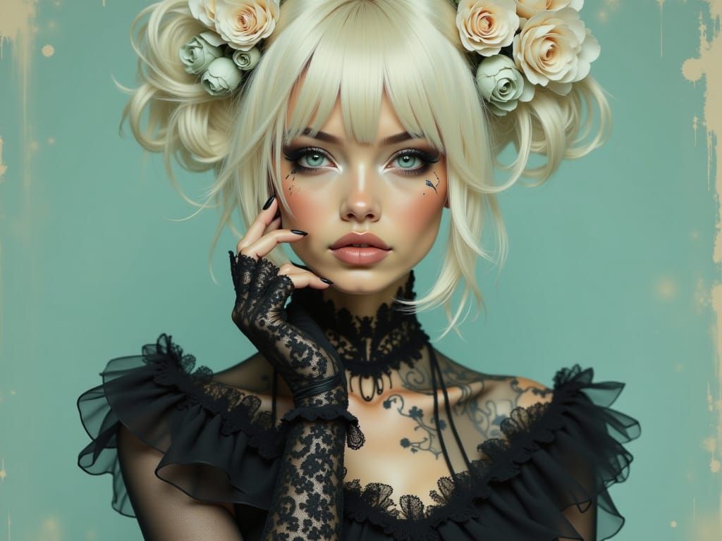 Ethereal Gothic Woman with Pastel Colors