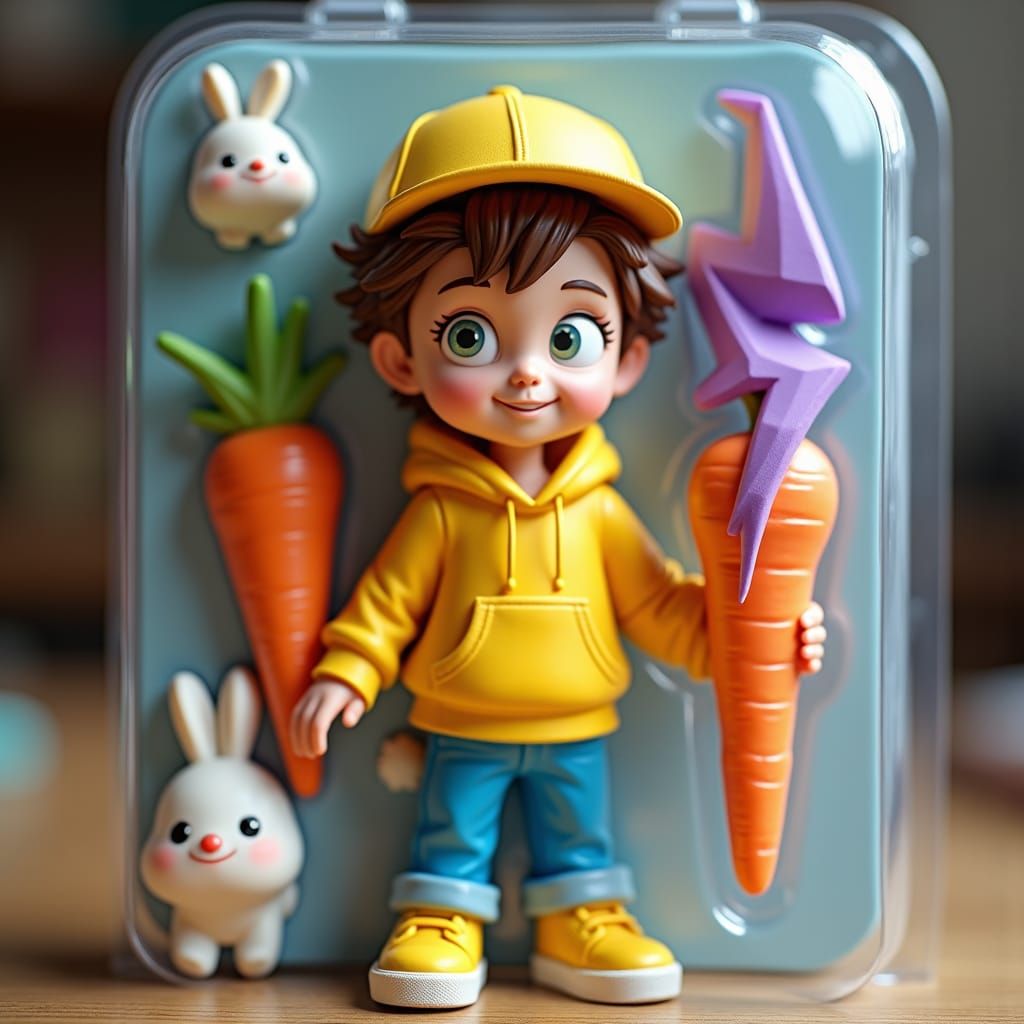 Boy Action Figure with Carrot and Lightning Bolt