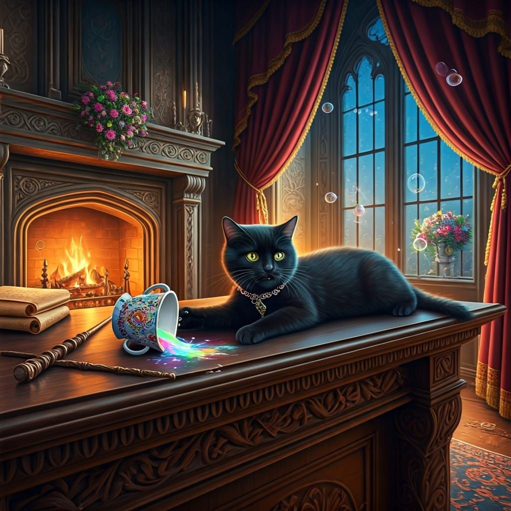 Enchanted Castle Mischief: Cat and Spilled Milk