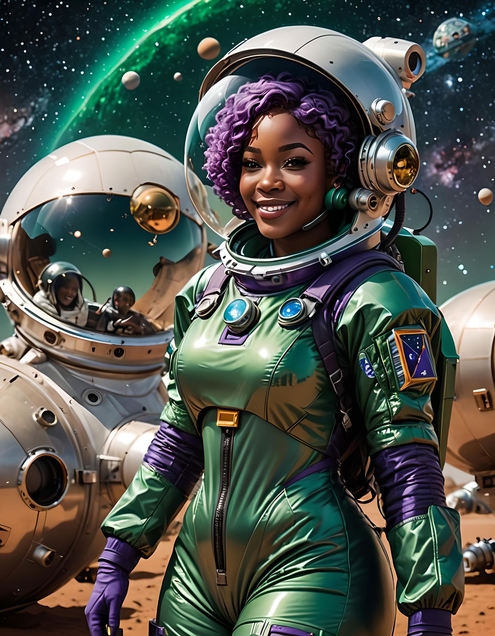 Nigerian Astronaut Exploring Alien World in Spacesuit