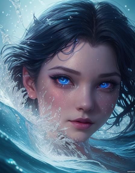 Hyperrealistic Little Mermaid with Shining Eyes