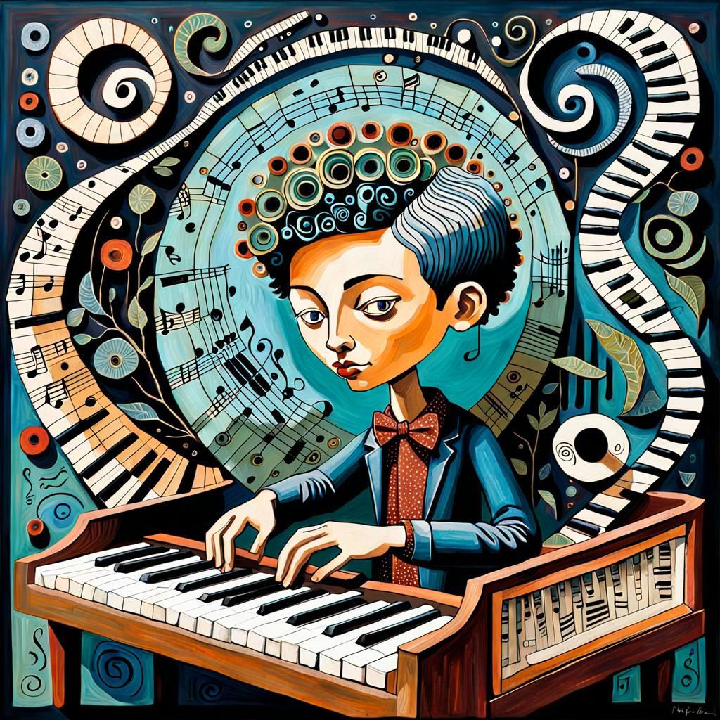 Boy Plays Keyboard: Whimsical 3D Art