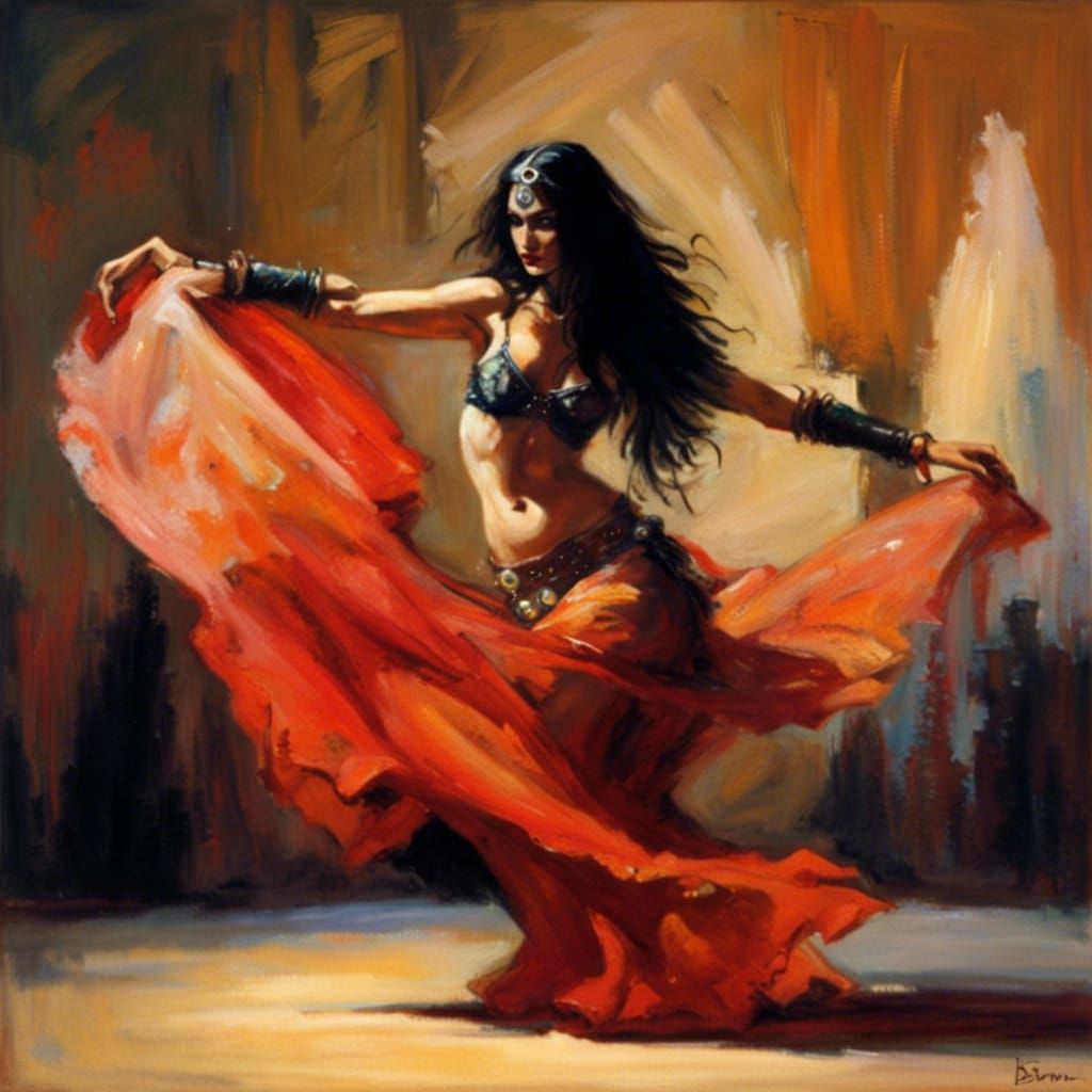 Belly Dancer in Impasto Style