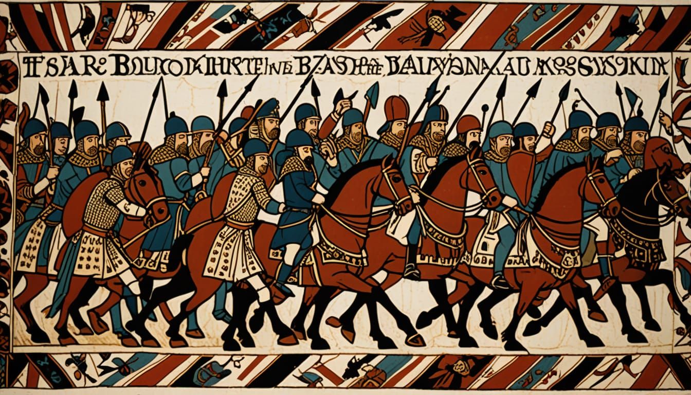 Norman Conquest of England in Medieval Tapestry Style