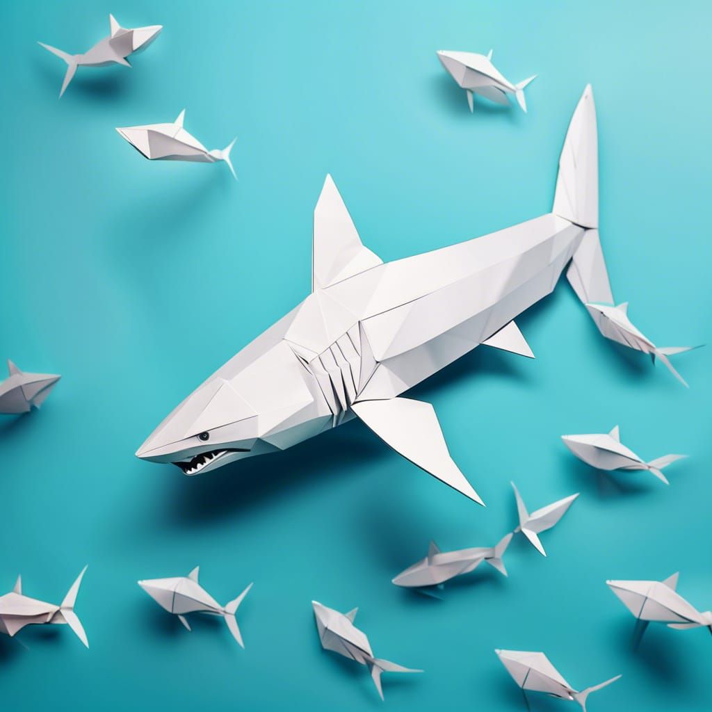 Origami Great White Shark Underwater Papercraft