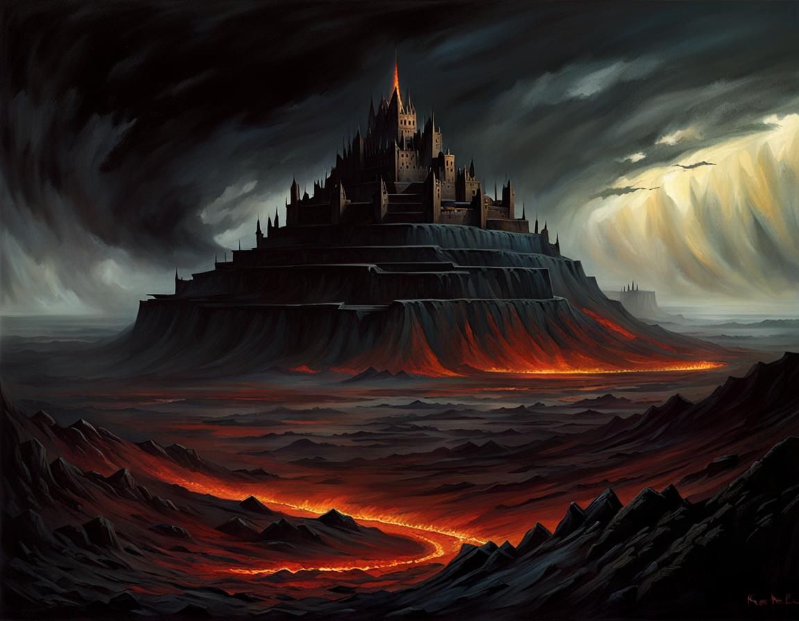 Grimdark Fortress in Barren Wasteland