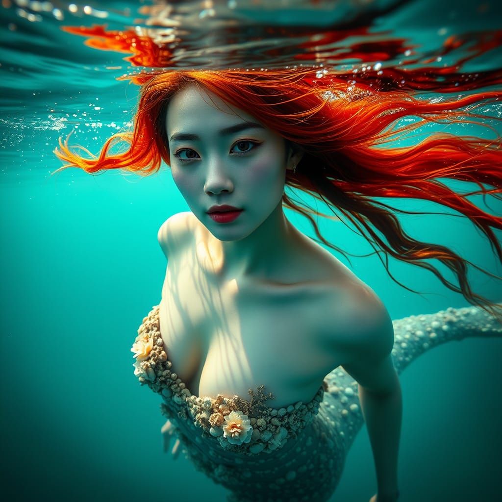 Mysterious Chinese Mermaid in Turquoise Waters