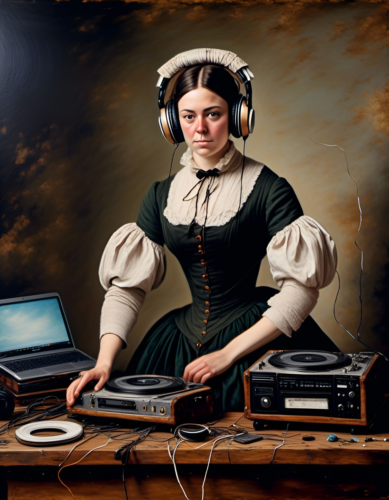 Irish Woman DJ in the Style of John Constable