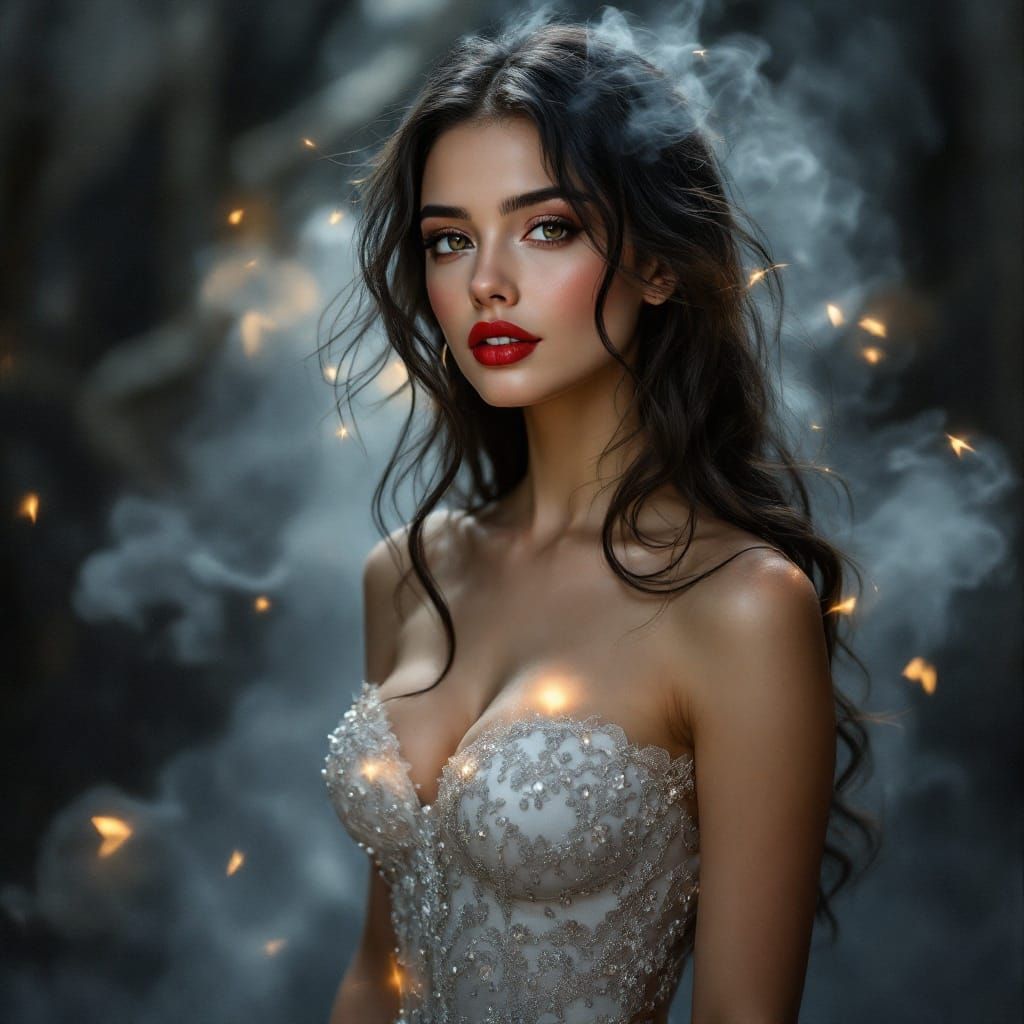 Ethereal Russian Beauty in Whimsical Evening Gown