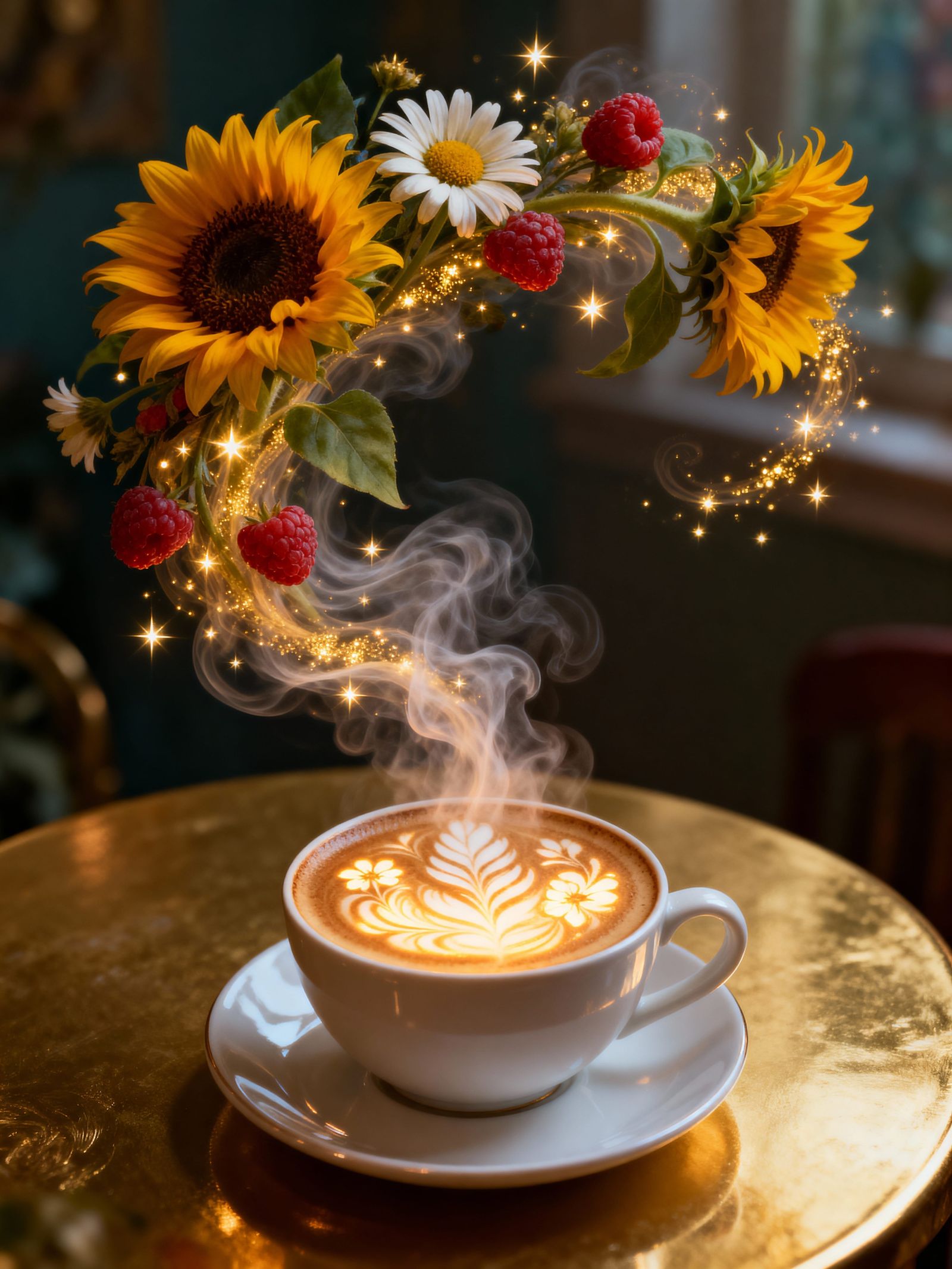 Steaming Cappuccino With Floral Steam Swirl