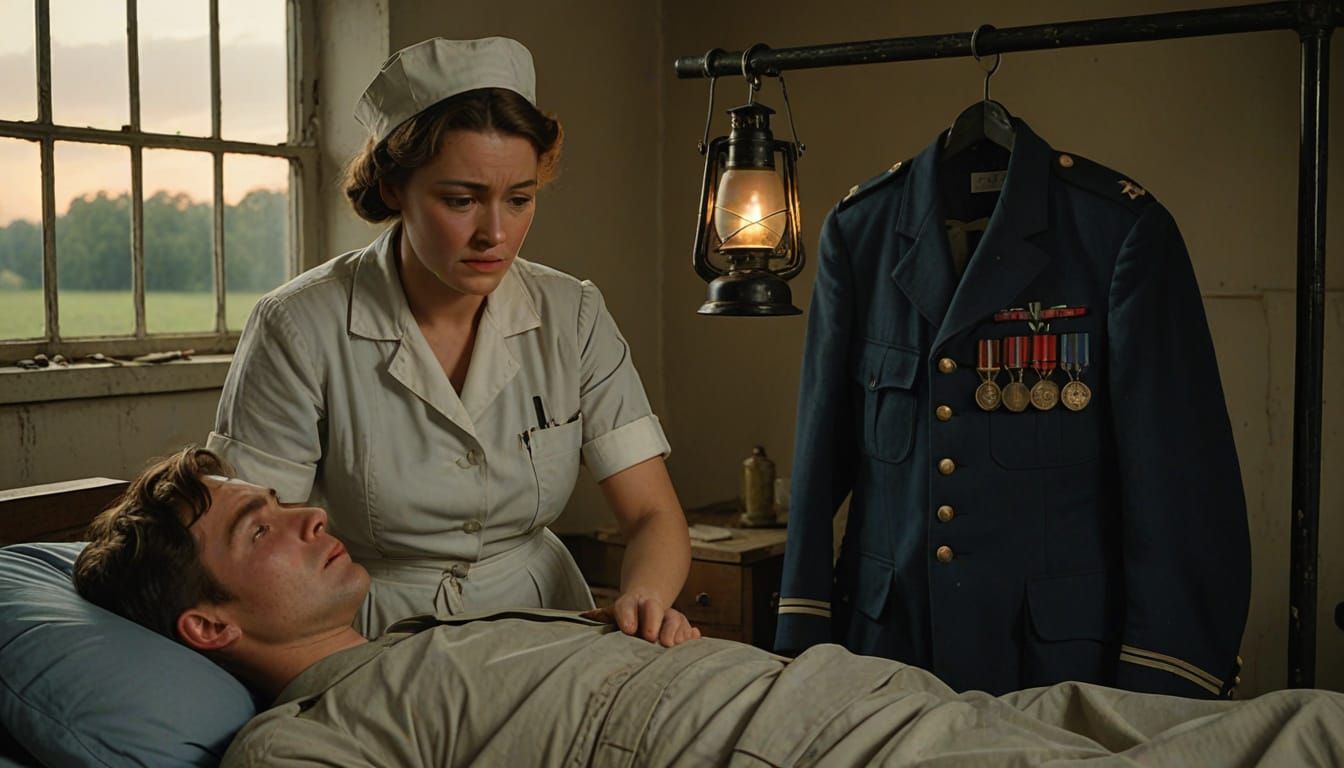 Wartime Field Hospital Scene in Painterly Style