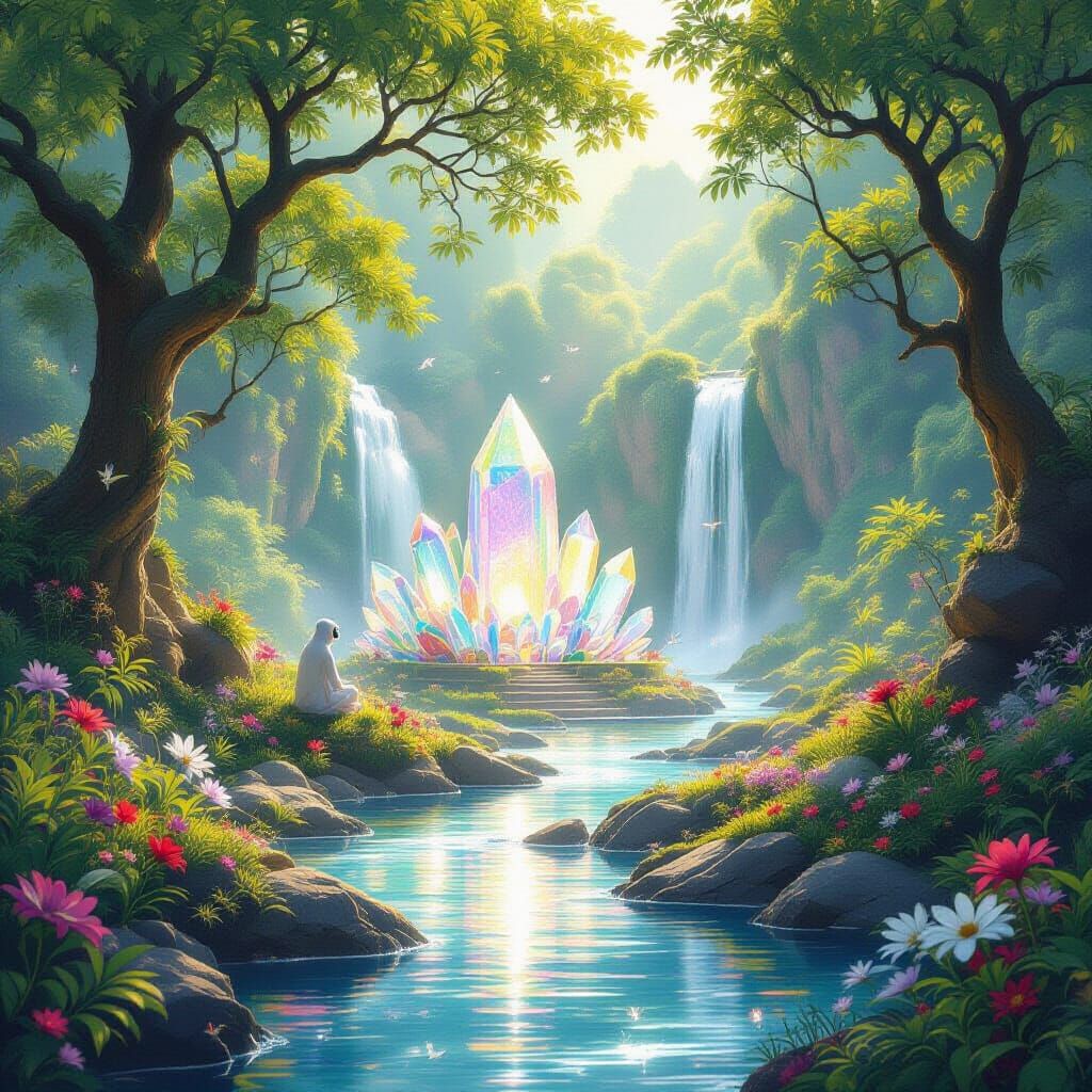 Crystal Lemurian Temple in Lush Nature