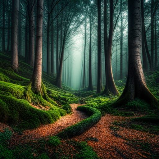 Hyperrealistic Cold Spring Forest in High Definition