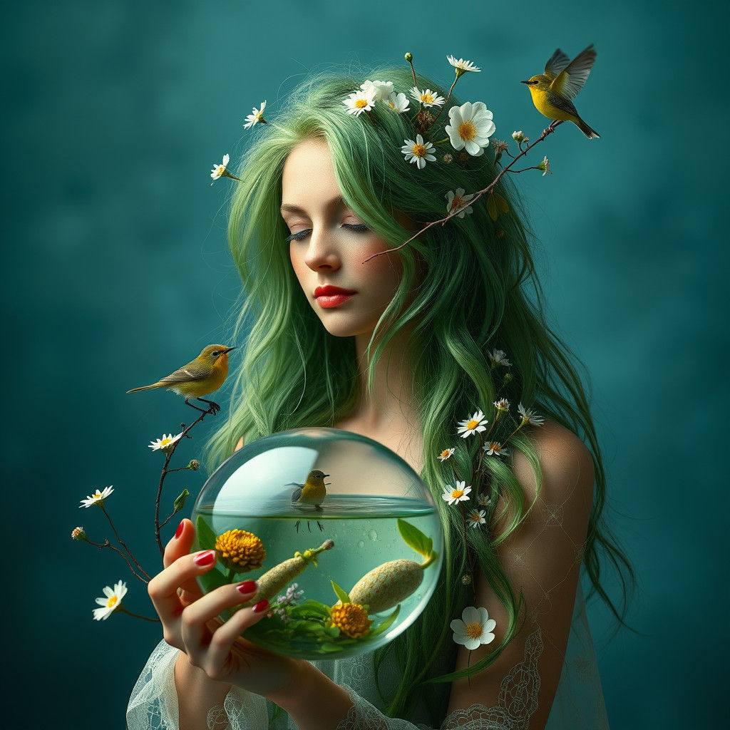 Woman with Crystal Ball in Fantasy Art