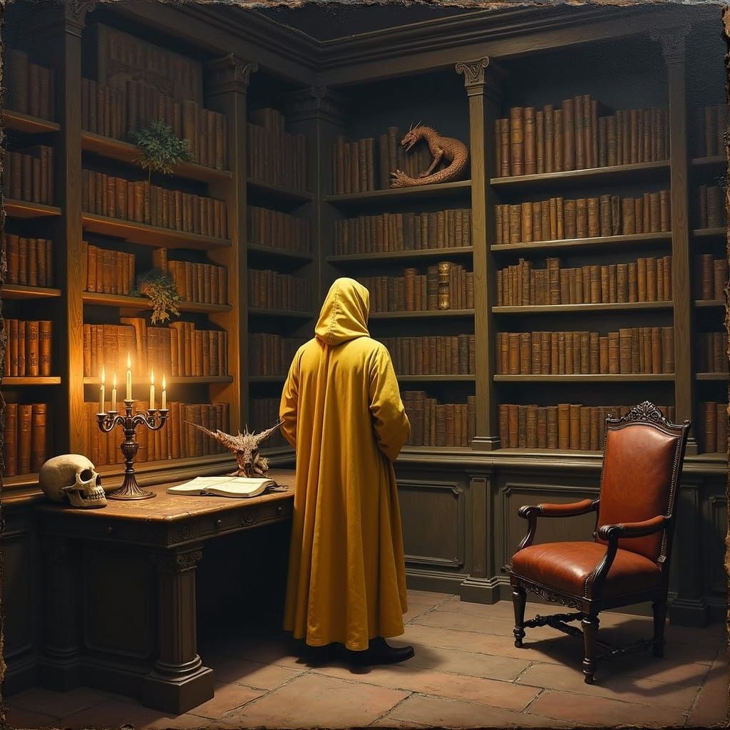 Yellow Robe Bearer in the Library