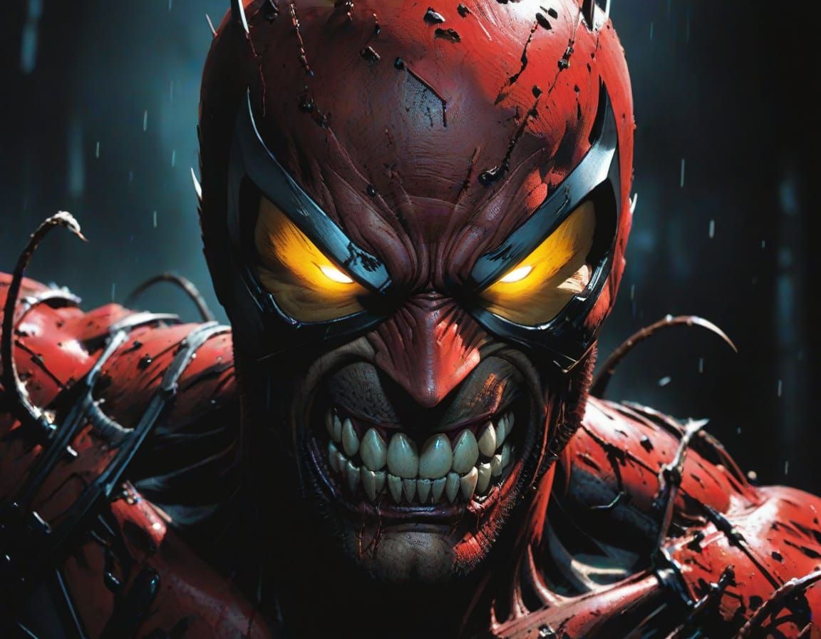 Gothic Horror Portrait of a Damaged Wolverine