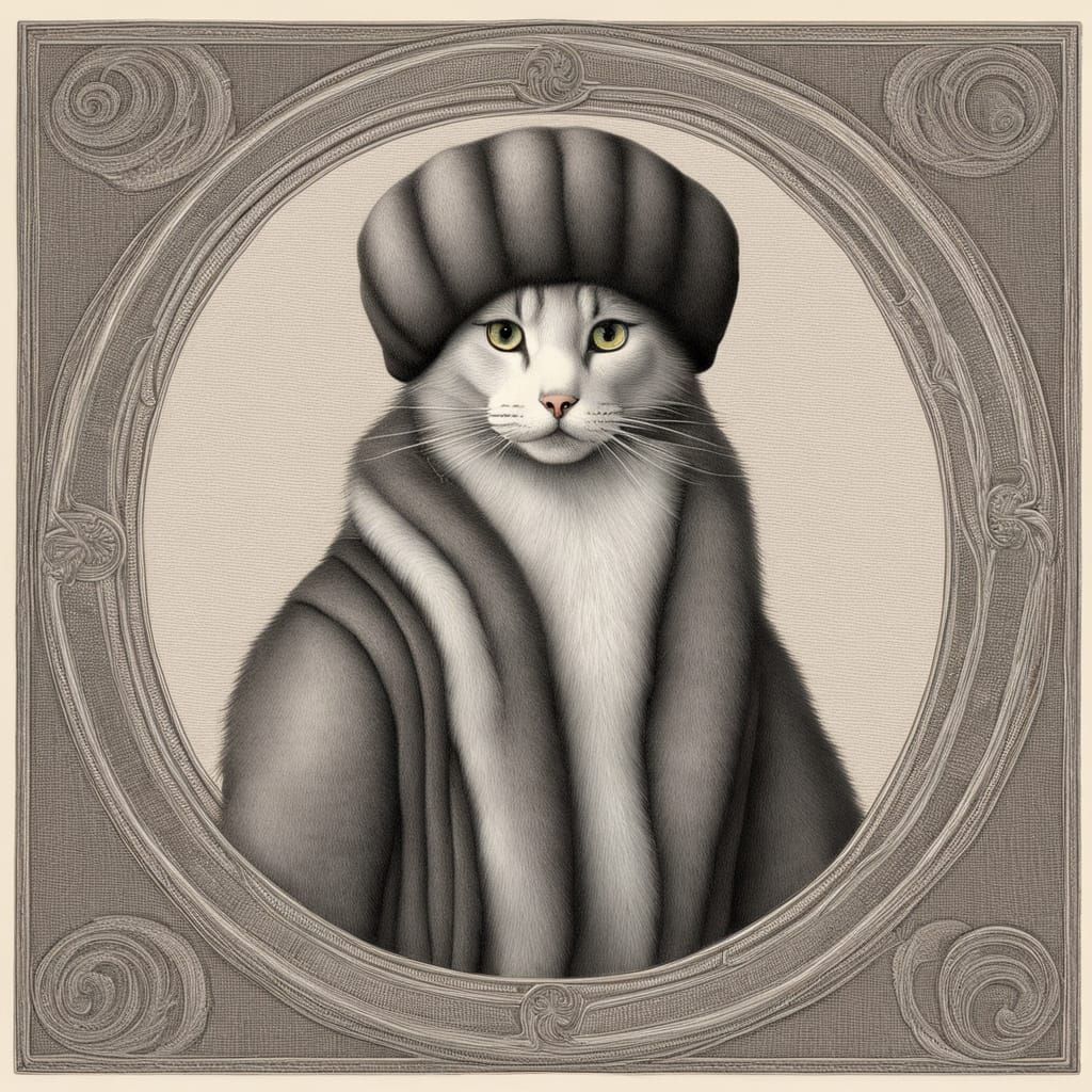 Majestic Wolf with Fur Hat and Granite, Inspired by Holbein ...