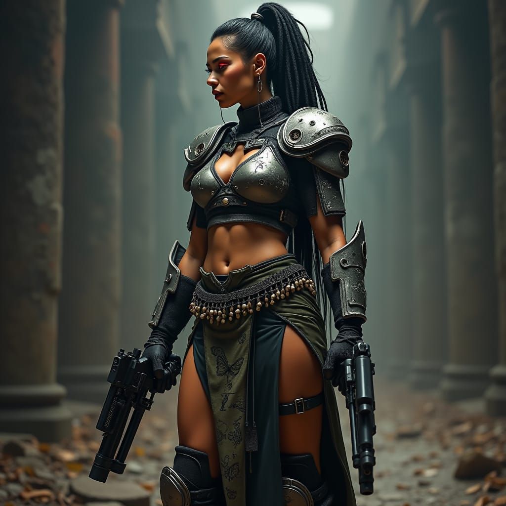 Latina Warrior in Bio-Boosted Armor, Sci-Fi Cinematic