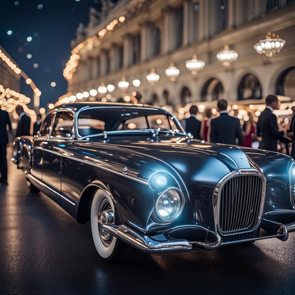 Futuristic Car Show with Humans and Aliens