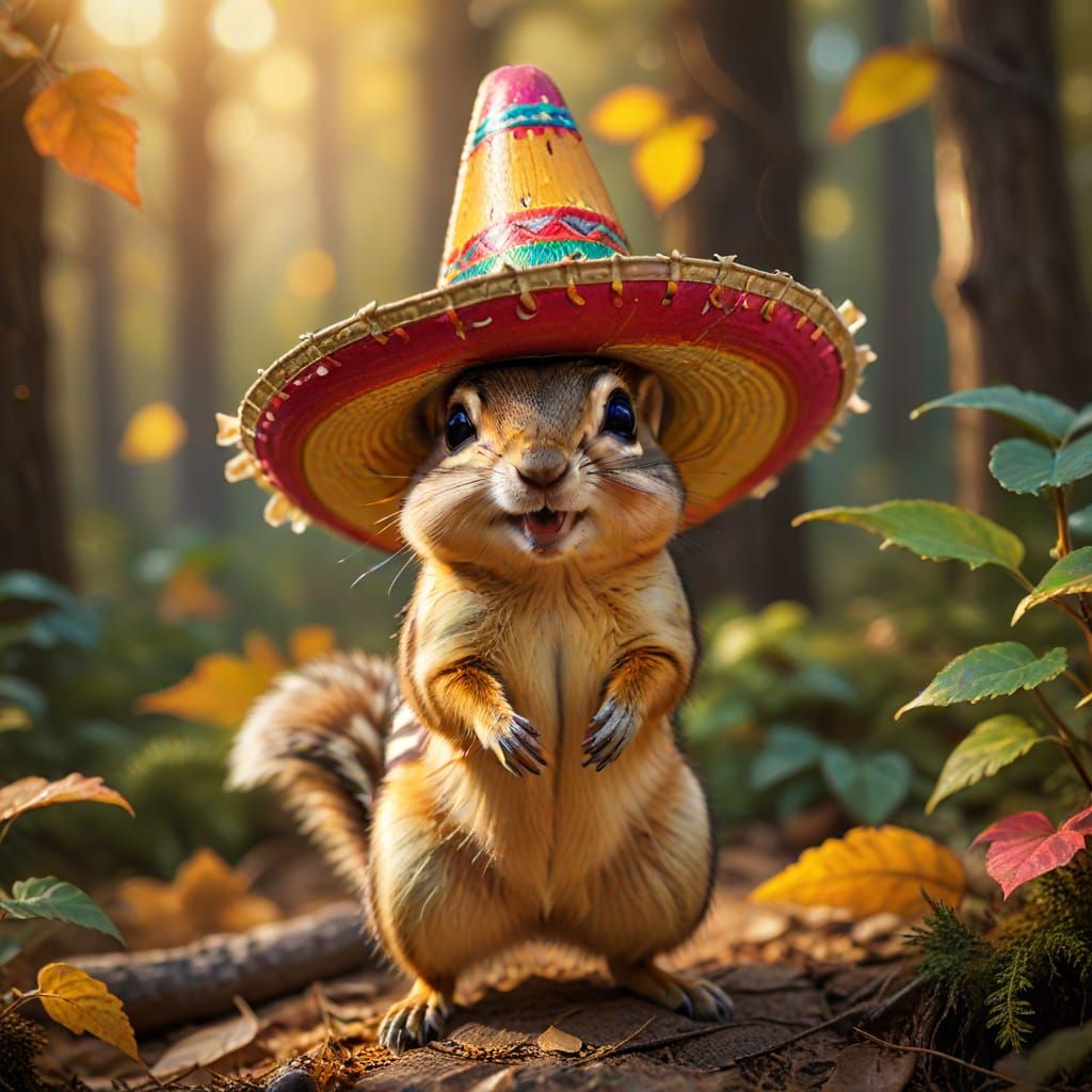 A chipmunk in a sombrero