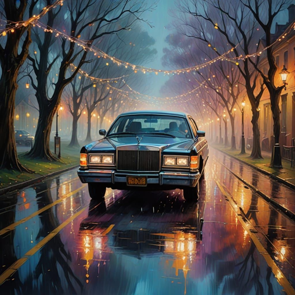 Whimsical Nighttime Limousine Ride in a Dreamy, Enchanted La...