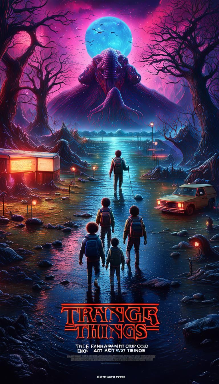 Epic Stranger Things Poster: Detailed Matte Painting