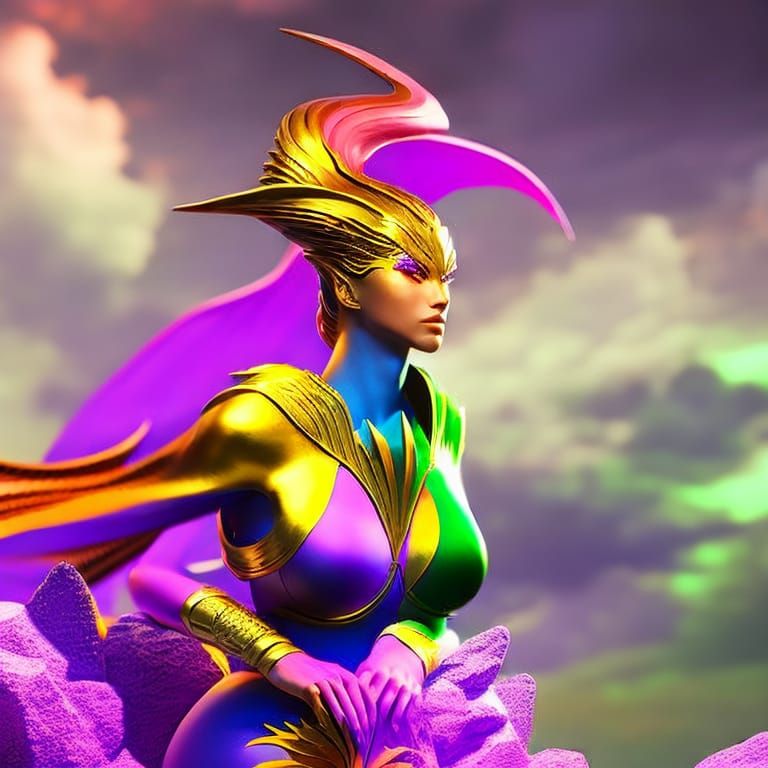 Dragon Goddess Hybrid in Detailed Fantasy Art