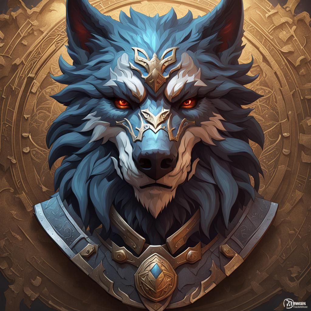 Wolf Mask Assassin Portrait in Art Nouveau Style