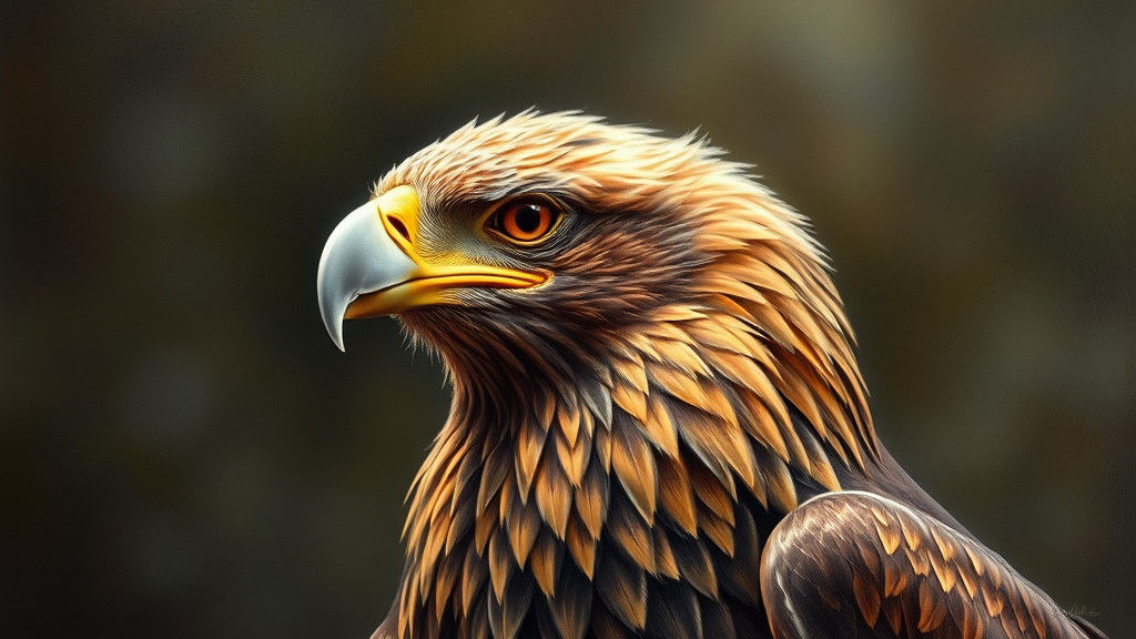 Regal Eagle Bird: Atmospheric Oil Painting