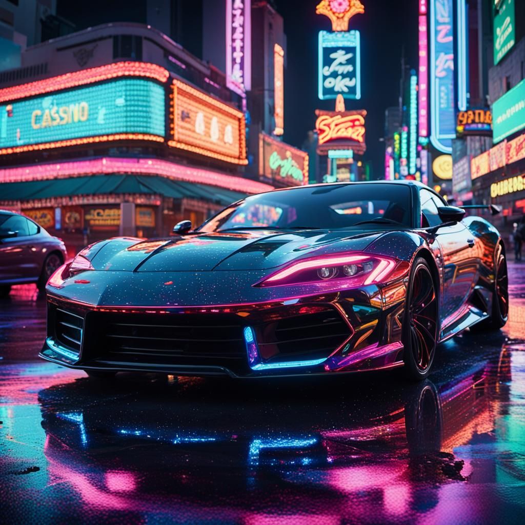 Las Venturas Street at Night in Cinematic Style