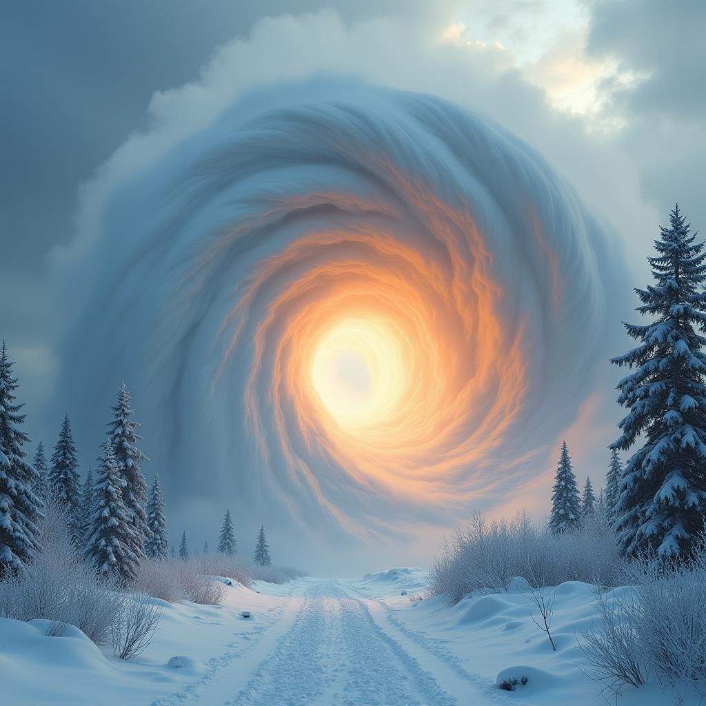 Epic Snow Tornado in Winter Landscape