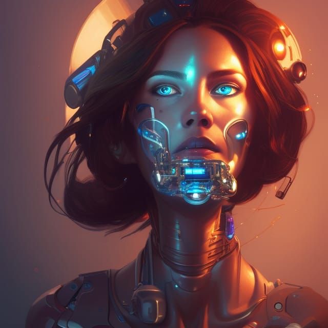 Detailed Cyborg Bartender Portrait in Unreal Engine 5