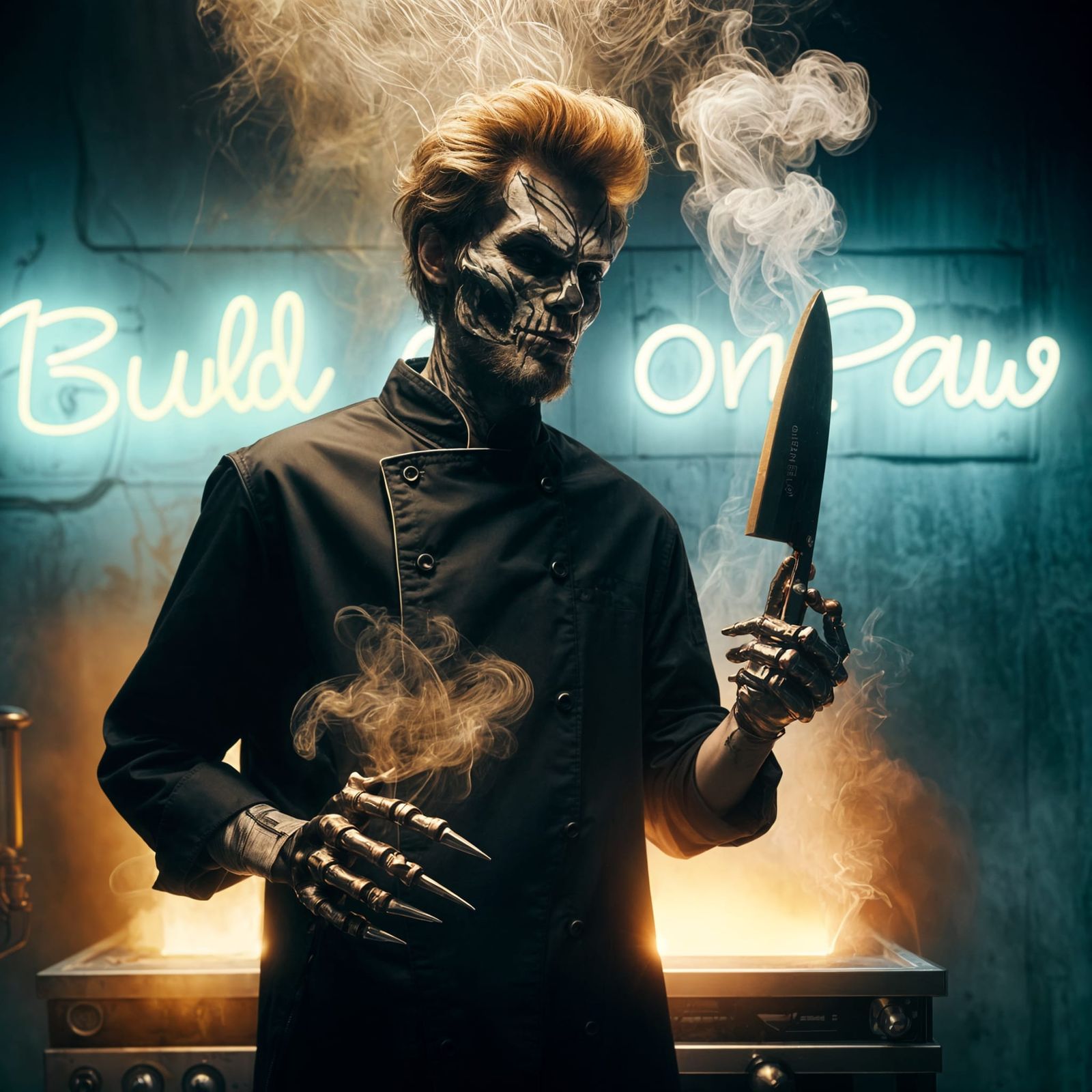 Glowing Undead Chef with Golden Knife