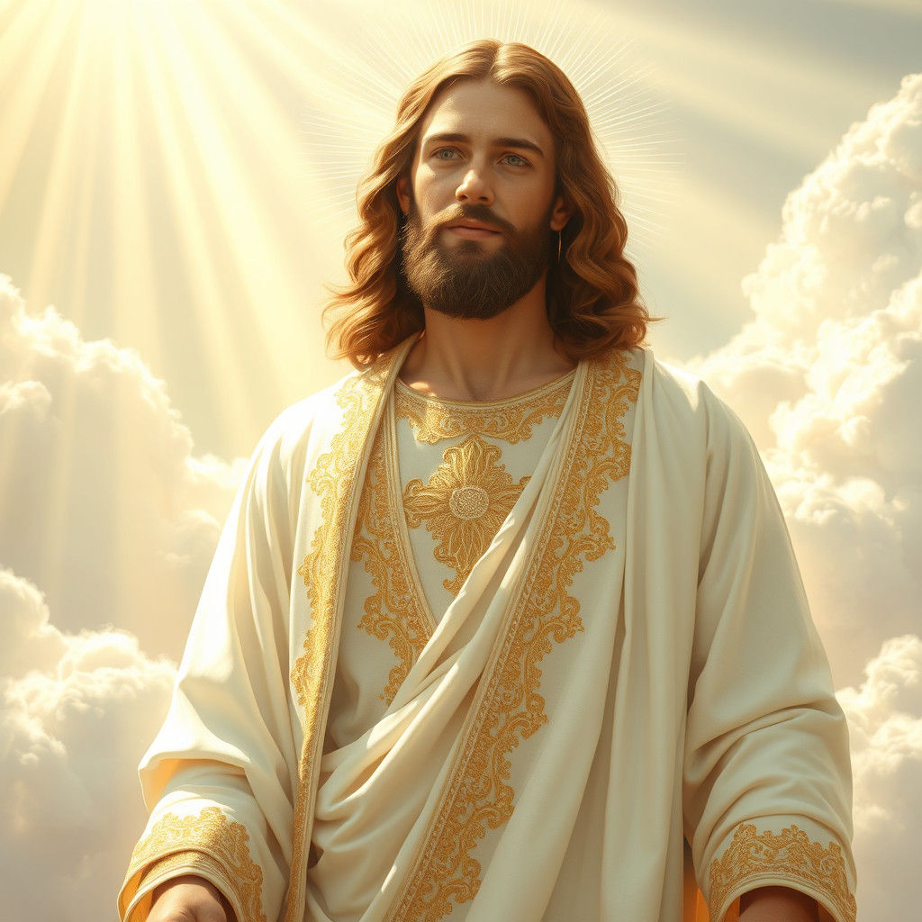 Divine Jesus Christ in Heavenly Light, Pre-Raphaelite Style