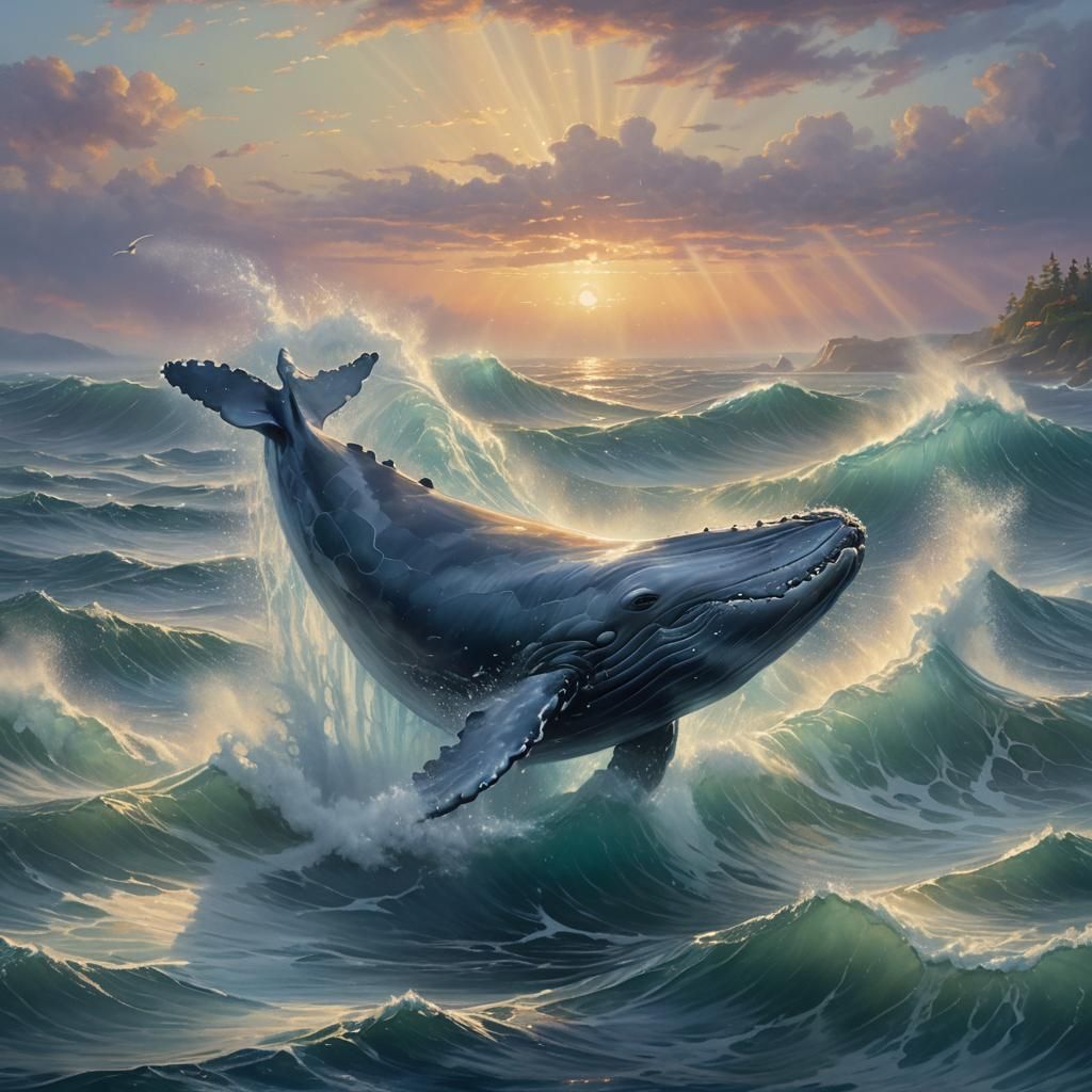 Ethereal Whale Emerges in Fantasy Ocean