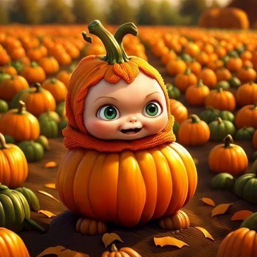 Simple Pumpkin Patch AI Image