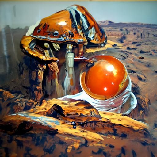 Martian Landscape in Oil Painting Style