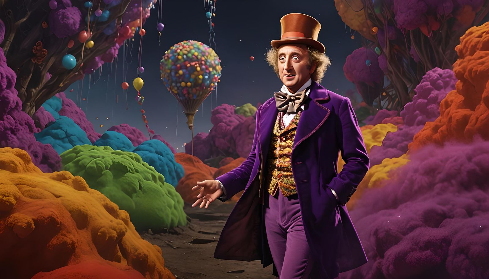 Willy Wonka Portrait in Detailed Matte Painting Style