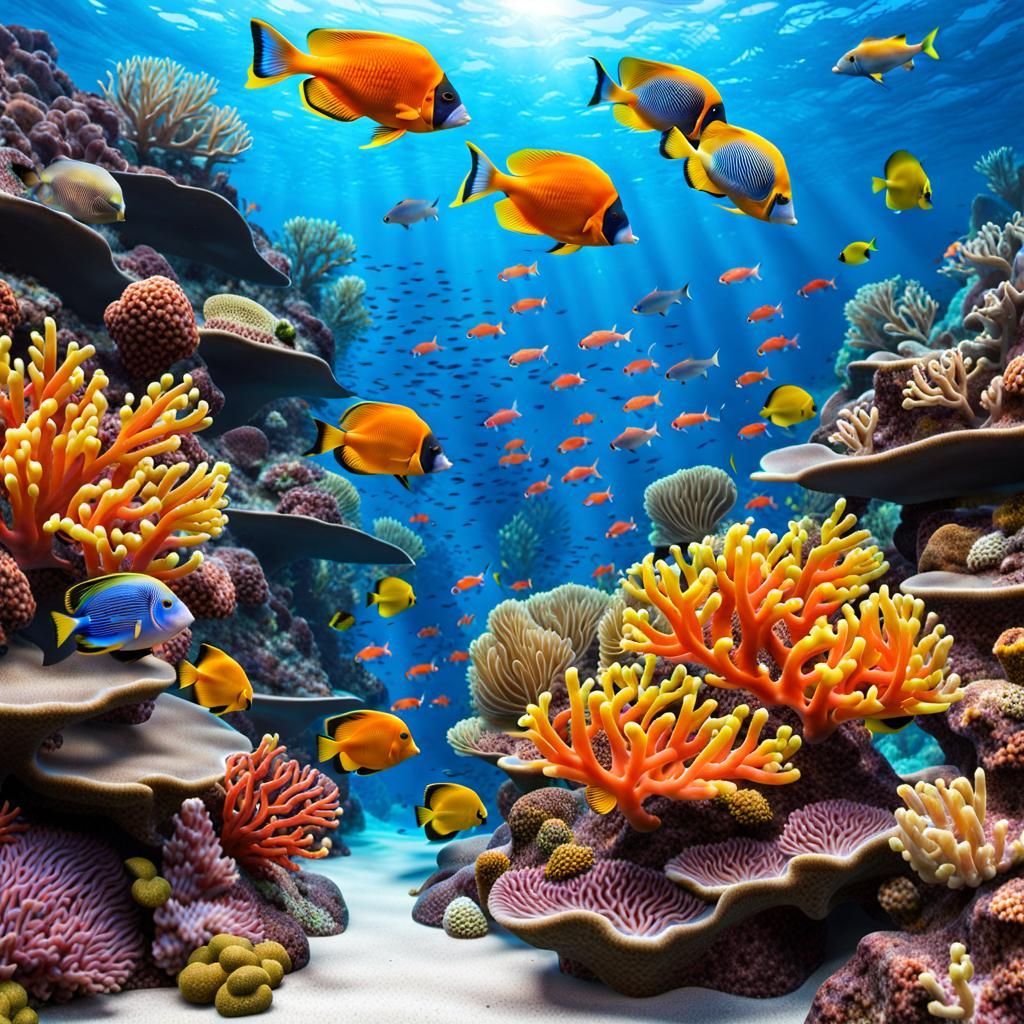 Colourful Australian Coral Reef With Exotic Fish