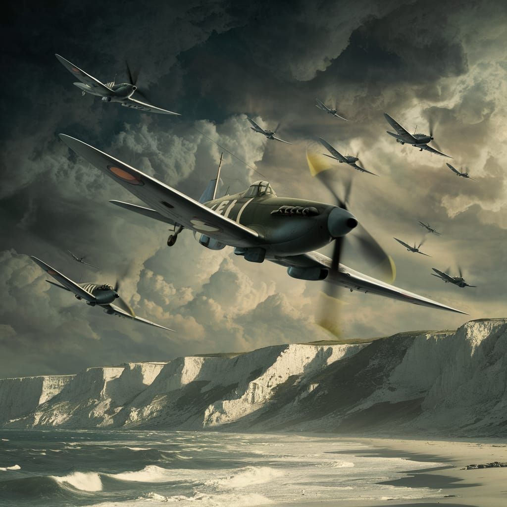 Spitfires over White Cliffs of Dover: Digital Matte Painting